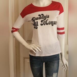 EUC Harley Quinn Daddy's Lil Monster Baseball T-shirt S